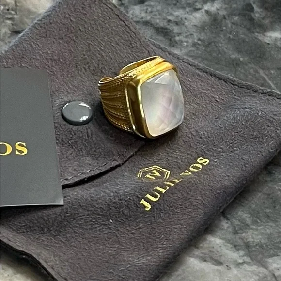 JULIE VOS Gold and White Women's Ring - Picture 7 of 12